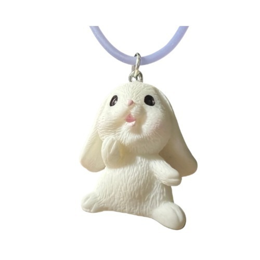 Necklace White Bunny Rabbit 1.5 In Homco Style - Picture 1 of 4